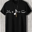Men's Music Makes Me Happy Print  Casual T-Shirt