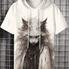 Men's Mysterious White Cat Wizard Art Print Hooded T-Shirt