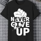 Men's Never Give Up Fitness Fist Print Casual T-Shirt