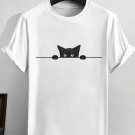 Men's Peekaboo Cat Graphic Print Cotton Casual T-Shirt