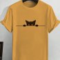 Men's Peekaboo Cat Graphic Print Cotton Casual T-Shirt