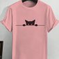 Men's Peekaboo Cat Graphic Print Cotton Casual T-Shirt