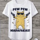 Men's Pew Pew Madafakas Cat Print Cotton Casual T-Shirt