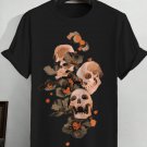 Men's Plant Skull Art Print Cotton Casual T-Shirt
