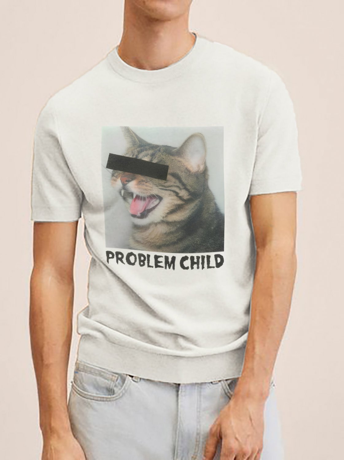 Men's Problem Child Cat Print Casual T-Shirt