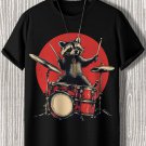 Men's Raccoon Drummer Playing Drums Print Casual T-Shirt
