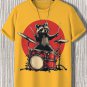 Men's Raccoon Drummer Playing Drums Print Casual T-Shirt
