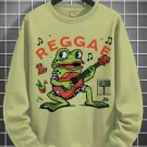Men's Reggae Frog Playing Guitar Print T-Shirt Thin Sweatshirt