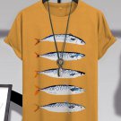 Men's Retro Sardines Art Print Casual T-Shirt
