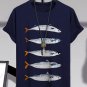 Men's Retro Sardines Art Print Casual T-Shirt
