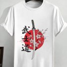 Men's Samurai Sakura Art Print Cotton Casual T-Shirt