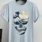 Men's Skull Japanese Sea Wave Art Print Cotton Casual T-Shirt