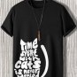 Men's Time Spent With Cats Is Never Wasted Print Casual T-Shirt