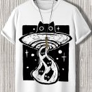 Men's UFO Abducts Cat Art Print Cotton Casual T-Shirt