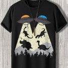 Men's UFO Kidnaps Dinosaurs Print Casual T-Shirt