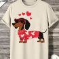 Men's Valentine Dachshund Dog Print Casual T-Shirt