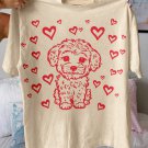 Men's Valentine's Day Love Line Puppy Art Print Casual T-Shirt