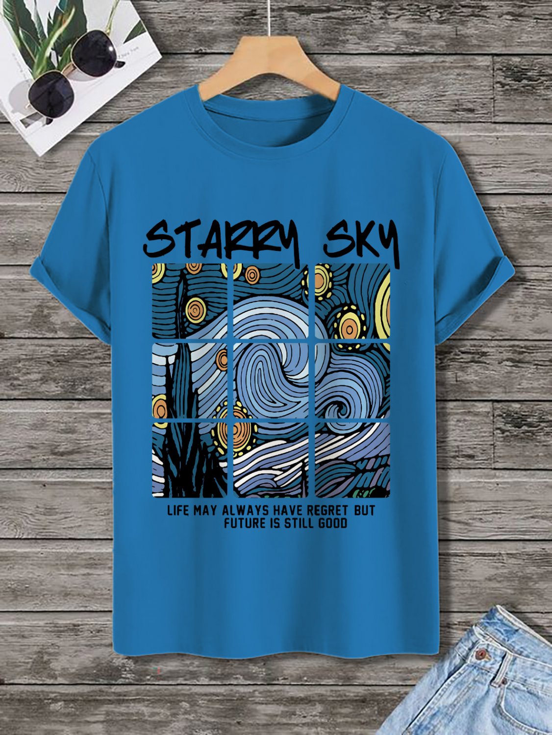 Men's Van Gogh Starry Night Print Casual T-Shirt