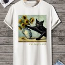 Men's Van Gogh's Cat Graphic Print Casual T-Shirt
