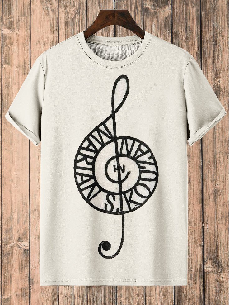Men's Viking Pattern Musical Note Print Casual T-Shirt