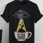 Men's We Need Coffee UFO Print  Casual T-Shirt