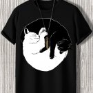 Men's Yin And Yang Contrast Color Cats Art Print  Casual T-Shirt