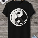 Men's Yin Yang Vinyl Record Print  Casual T-Shirt