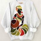 Women's Abstract Black Woman Colorblock Print Long Sleeve T-Shirt Thin Sweatshirt