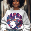 Women's Abstract Fist Angela Davis Print Long Sleeve T-Shirt Thin Sweatshirt