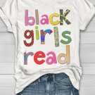 Women's Black Girls Read Slogan Print Casual T-Shirt