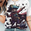 Women's Brave Cat Adventurer Surreal Art Print Casual T-Shirt