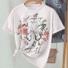 Women's Butterfly Flower Art Print Casual T-Shirt