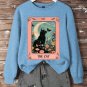 Women's Flowers Butterflies The Cat Illustration Print Long Sleeve T-Shirt Thin Sweatshirt
