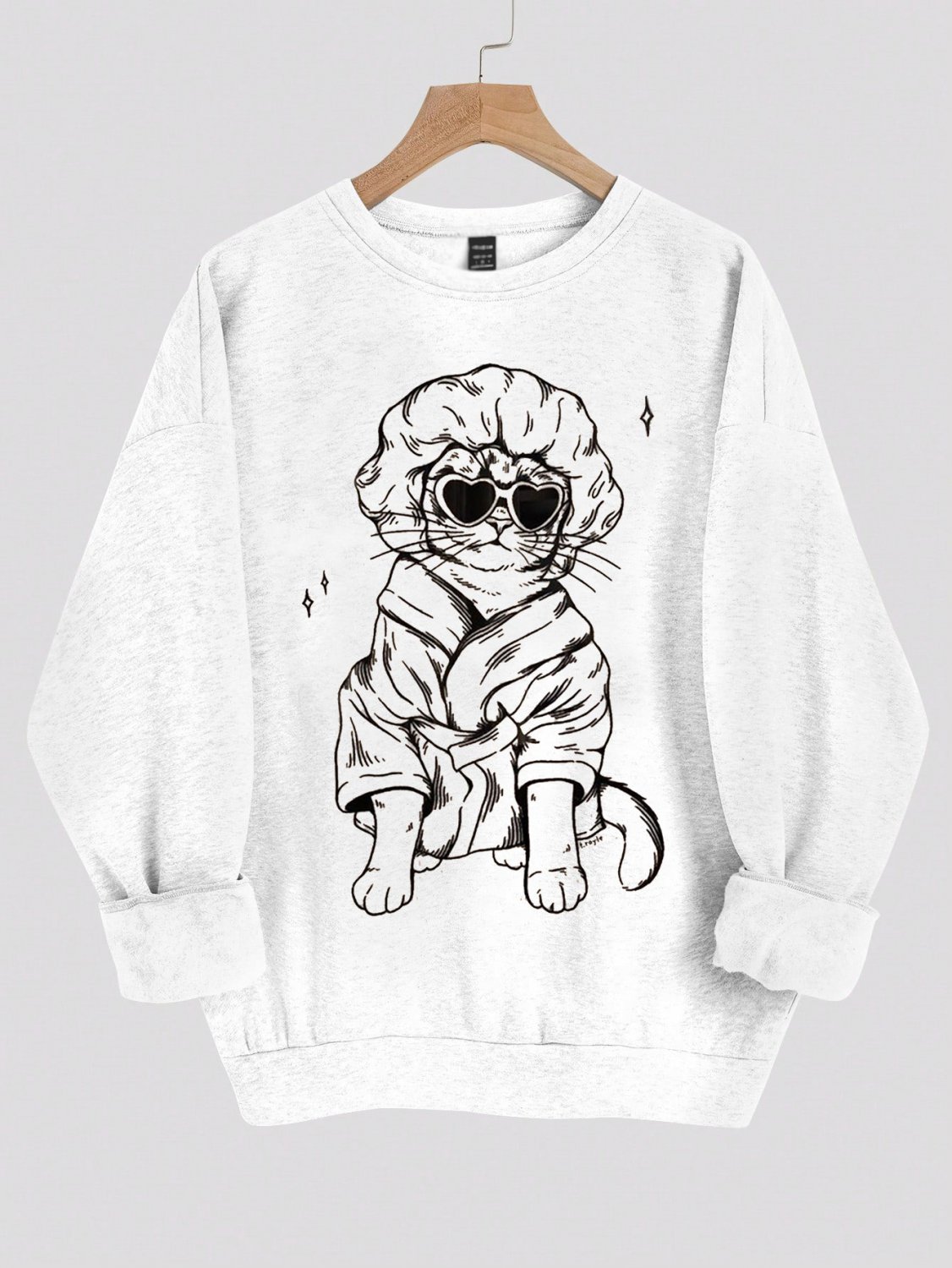 Women's Funny Cat In Robe Print Long Sleeve T-Shirt Thin Sweatshirt