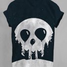 Women's Funny Skull Cat Print Casual V Neck T-Shirt
