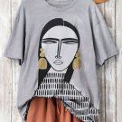 Women's Glam Girls With Gold Oversized Earrings Art Print Casual T-Shirt