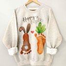 Women's Happy Easter Rabbit Carrot Print Long Sleeve T-Shirt Thin Sweatshirt