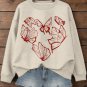 Women's Heart Shaped Butterfly Print Long Sleeve T-Shirt Thin Sweatshirt