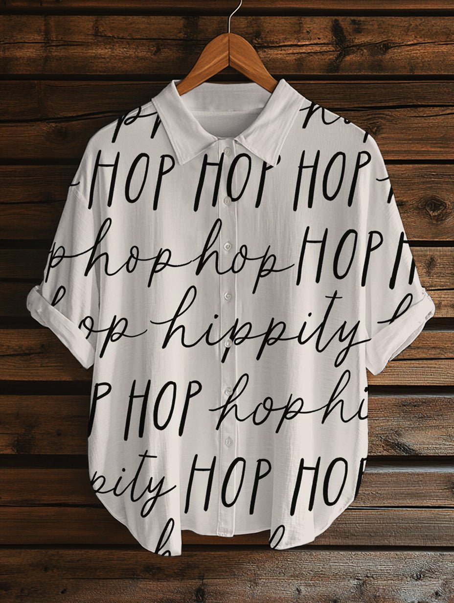 Women's Hippity Hop Easter Print Short Sleeve Shirt