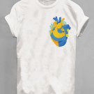 Women's Hug Heart Ukrainian Flag Print Casual T-Shirt