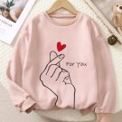 Women's Love For You Print Long Sleeve T-Shirt Thin Sweatshirt