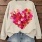 Women's Love Heart Pattern Print Long Sleeve T-Shirt Thin Sweatshirt