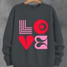 Women's Love Valentine's Day Print Long Sleeve T-Shirt Thin Sweatshirt