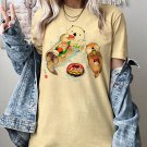 Women's Lovely Otter Eating Sushi Art Print Casual Short Sleeve T-Shirt