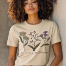 Women's No Rain No Flowers Print Cotton Casual T-Shirt