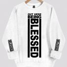 Women's Out Here Being Blessed Print Cotton Long Sleeve T-Shirt Thin Sweatshirt