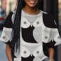 Women's Owl Abstract Color Block Print Casual T-Shirt