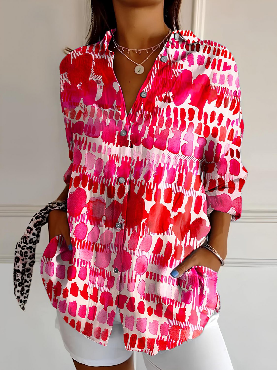Women's Paint Pattern Arrange Art Print Long Sleeve Shirt