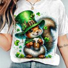 Women's St. Patrick's Day Squirrel Art Print Casual T-Shirt