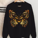Women's Tiger Face Butterfly Print Long Sleeve T-Shirt Thin Sweatshirt